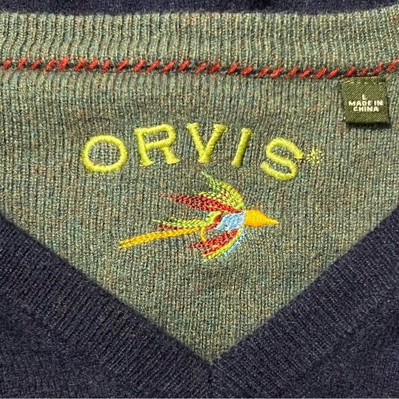 Orvis Men’s Cashmere V-Neck Sweater Blue Pullover Outdoors Quiet Luxury Grandpa - Picture 5 of 6